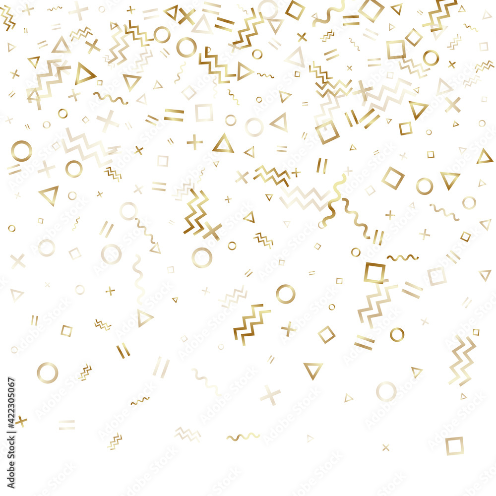 Memphis style geometric confetti background with triangle, circle, square, zigzag and wavy line Memphis style geometric confetti background with triangle, circle, square, zigzag and wavy line