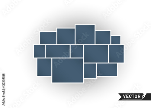 Photo collages  frames. Photo montage. A geometric rectangular shape with a shadow. Vector illustration template.