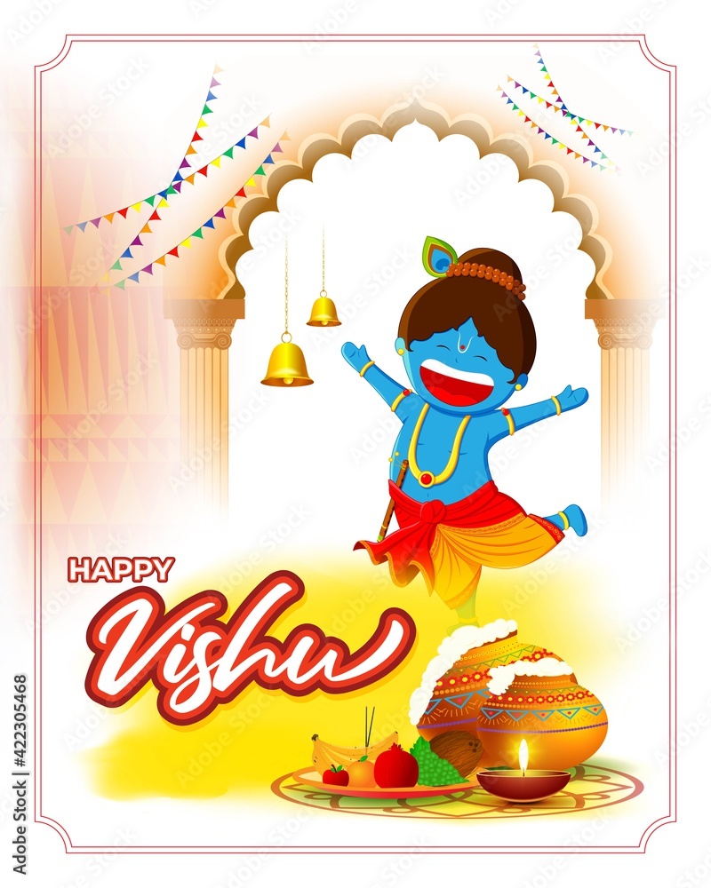 Vector illustration of Happy Vishu concept banner. kerala New Year ...