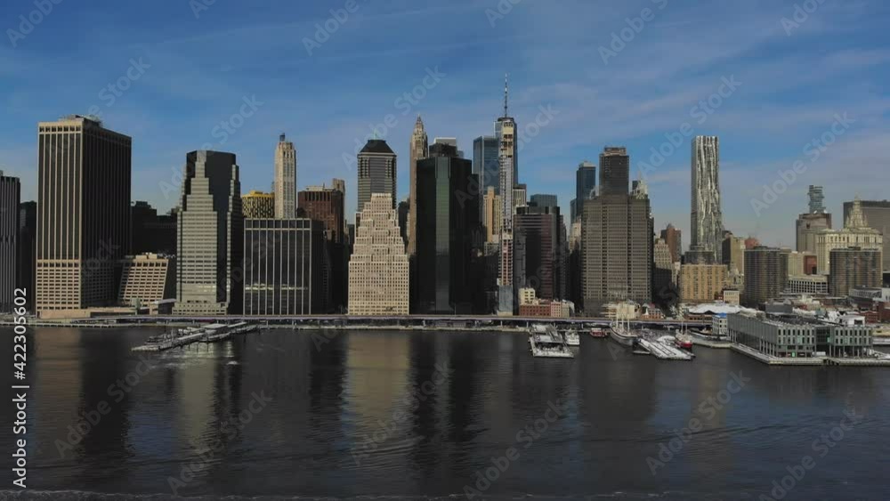 Amazing panorama view lower Manhattan skyline from the air NY USA Amazing panorama view lower Manhattan skyline from the air NY USA