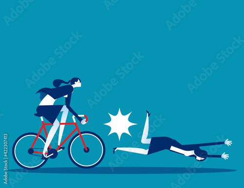 Business person driving bicycles crashed into others