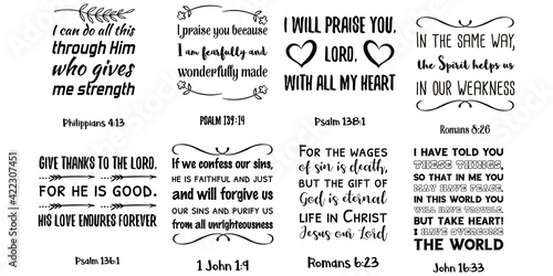 Set of Bible verses. Christian Quotes and Scripture sayings 
