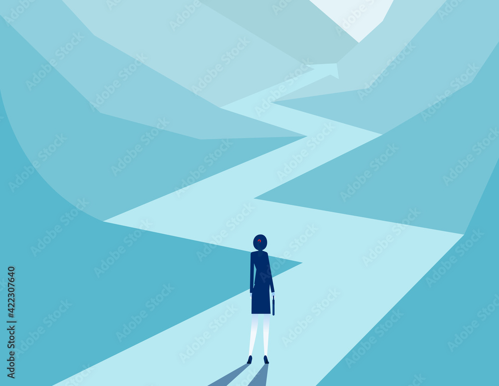A Business person looking arrow road away forward A Business person looking arrow road away forward