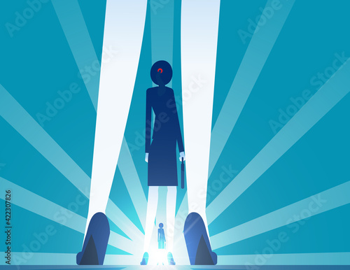 Canvas Print The businesswoman stood in sequence and the light shone