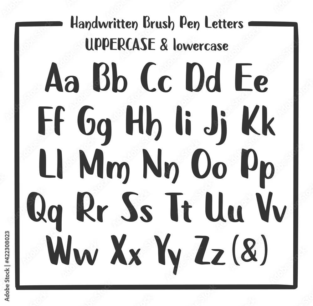 Handwritten alphabet with english characters on white background. Marker font. Handwritten marker pen typeface. Vector illustration