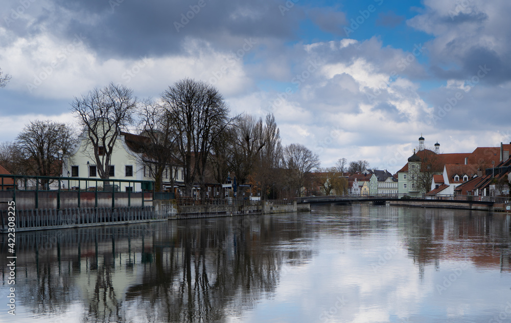 Isar river in Landshut in Bavaria