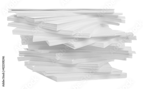 Stack of paper sheets isolated on white