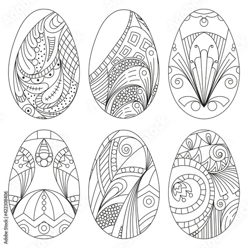 Zentangle vector easter eggs for coloring book for adult