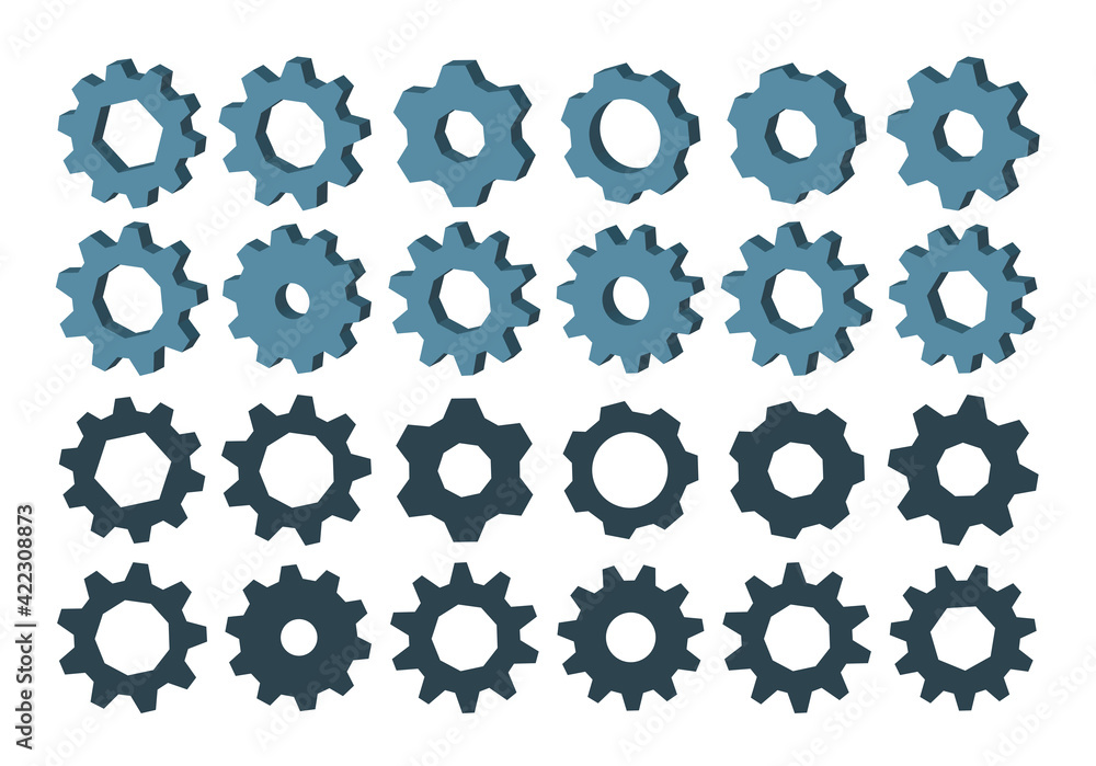 Set of gears on white background. Suitable vector for factory, industrial, technology, website, digital, mechanic, wheel. Vector illustration Set of gears on white background. Suitable vector for factory, industrial, technology, website, digital, mechanic, wheel. Vector illustration