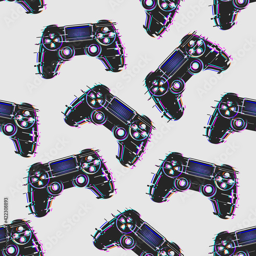 Game controller, gamepad with sticks and buttons, game controller seamless ba...