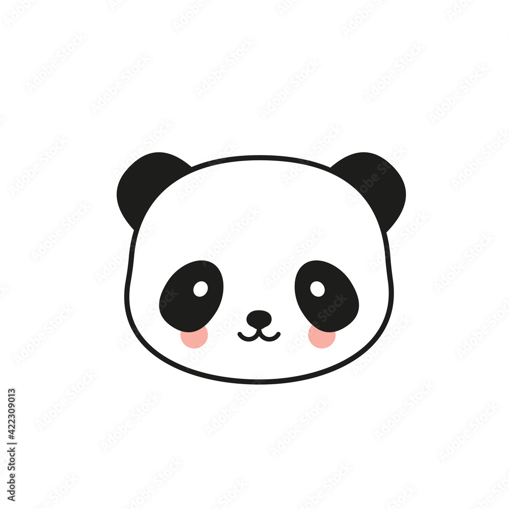 Panda flat icon. Bear panda logo. Black and white.Vector illustration, flat design Panda flat icon. Bear panda logo. Black and white.Vector illustration, flat design