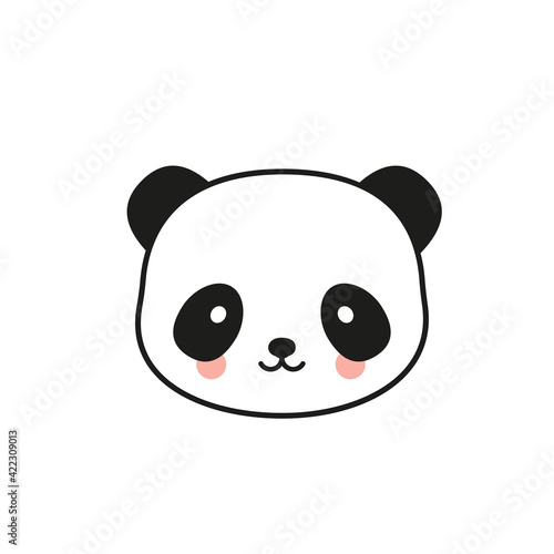 Fototapeta Naklejka Na Ścianę i Meble -  Panda flat icon. Bear panda logo. Black and white.Vector illustration, flat design