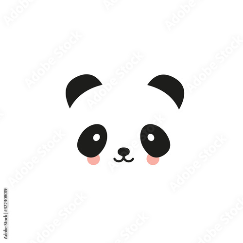 Fototapeta Naklejka Na Ścianę i Meble -  Panda flat icon. Bear panda logo. Black and white.Vector illustration, flat design