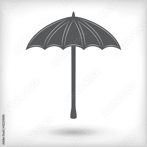 Black umbrella isolated on white background with vignette effect. Vector illustration