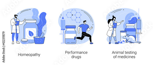 Pharmaceutical business abstract concept vector illustrations.