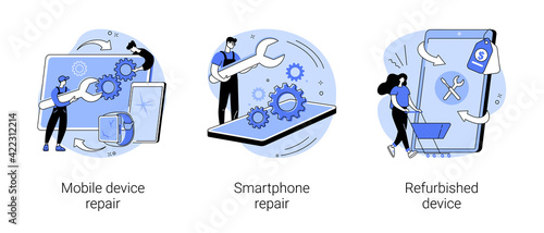 Broken gadget abstract concept vector illustrations.