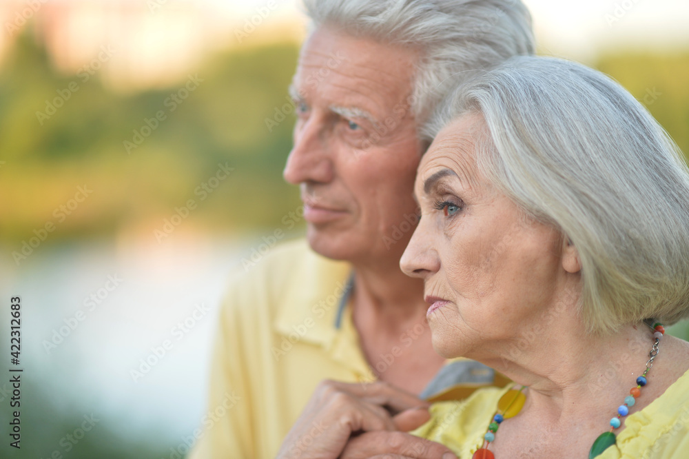 portrait of beautiful happy senior couple in the park portrait of beautiful happy senior couple in the park
