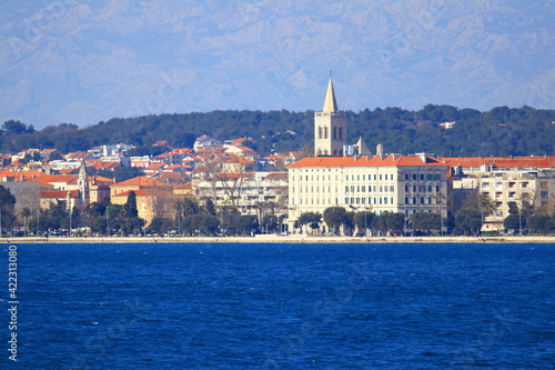 Zadar, touristic destination in Croatia, panoramic view from the Adriatic sea, Velebit mountain in background © Simun Ascic