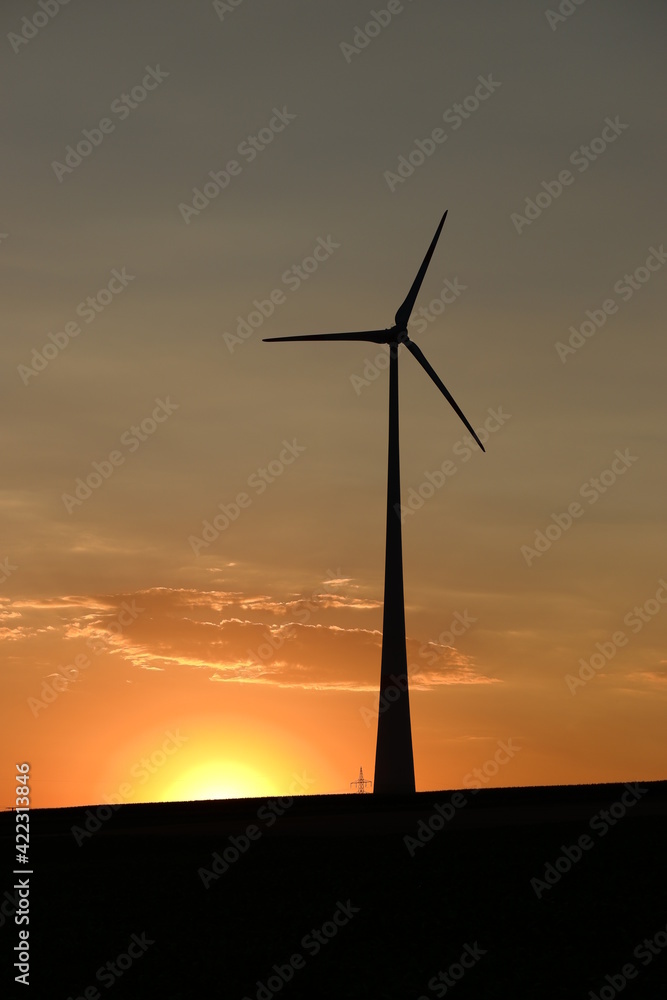 Wind Turbine of Ingersheim at Sunset Wind Turbine of Ingersheim at Sunset