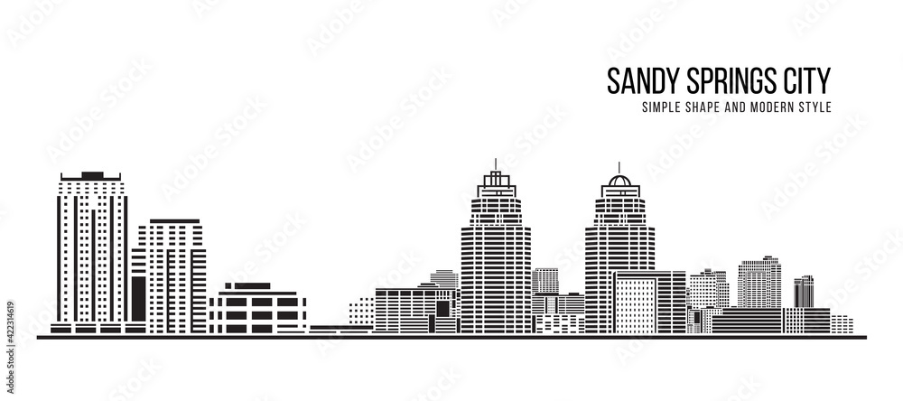 Cityscape Building Abstract Simple shape and modern style art Vector design -  Sandy Springs city