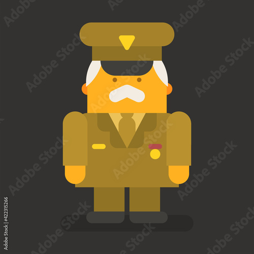 Old man general military. Vector character