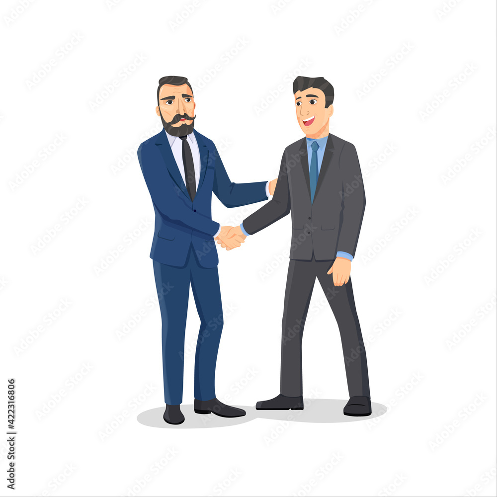 Two Caucasian business man shaking hands. Businessmen first meeting greeting with firm handshake Two Caucasian business man shaking hands. Businessmen first meeting greeting with firm handshake