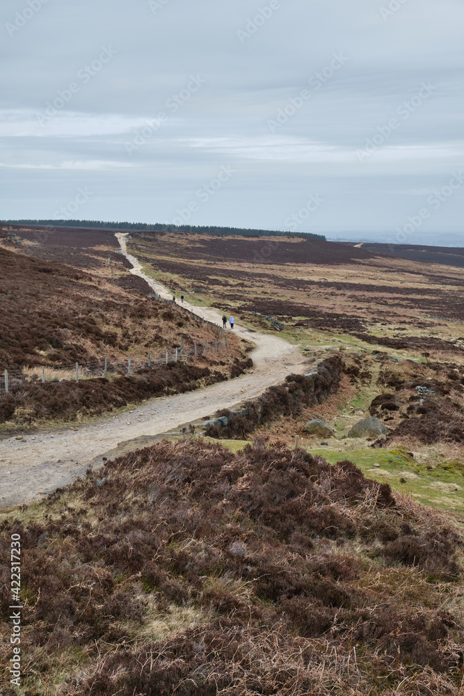 The Houndkirk Road running across Houndkirk Moor, Peak District, UK