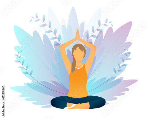 peaceful, training, practice, concentration, buddhism, calmness, meditate, healthy, yoga poses, lotus, meditation, yoga, woman, illustration, silhouette, flower, beauty, young, beautiful, body, vector