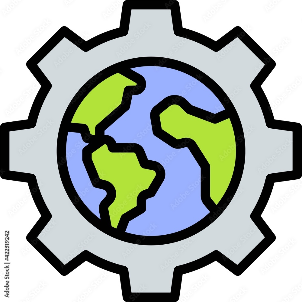 Earth in Gear icon, Earth Day related vector Earth in Gear icon, Earth Day related vector