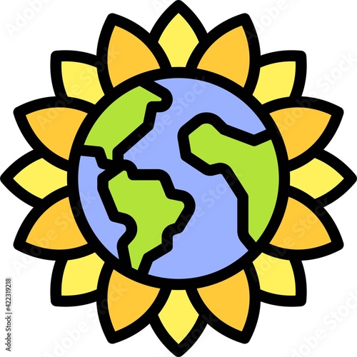 Sunflower earth icon, Earth Day related vector