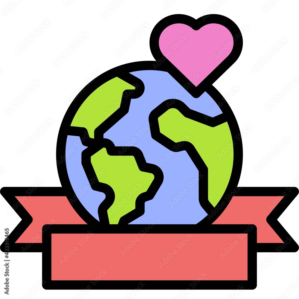 Earth with Ribbon banner icon, Earth Day related vector Earth with Ribbon banner icon, Earth Day related vector