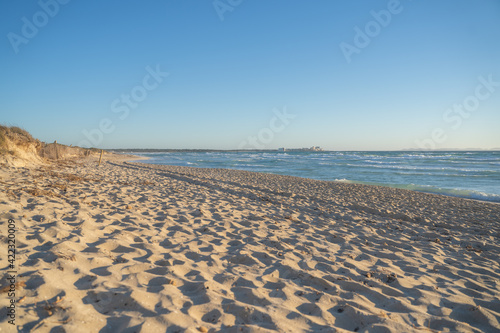 Es Trenc beach at sunset. Palma de Mallorca  Spain