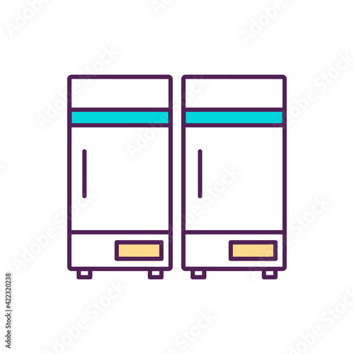 Ultra-cold storage temperature RGB color icon. Deep-freeze warehouses. Medications storing. Keeping low refrigerator temperature. Appropriate conditions for vaccines. Isolated vector illustration