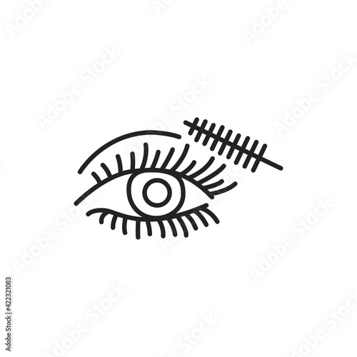 Dye eyelashes color line icon. Pictogram for web page, mobile app, promo.