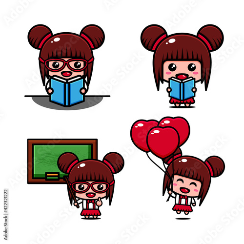 Cute student girl character design themed study activity