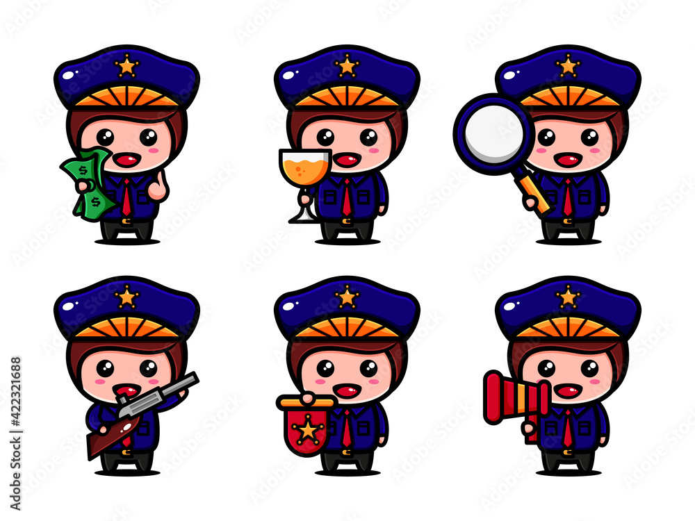 cute poliice character design with themed keeping security