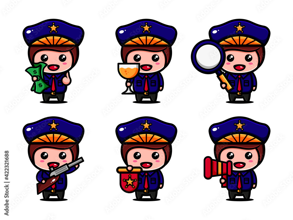 cute poliice character design with themed keeping security cute poliice character design with themed keeping security