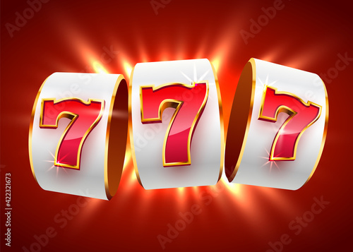 Golden slot machine wins the jackpot. 777 Big win concept. Casino jackpot.