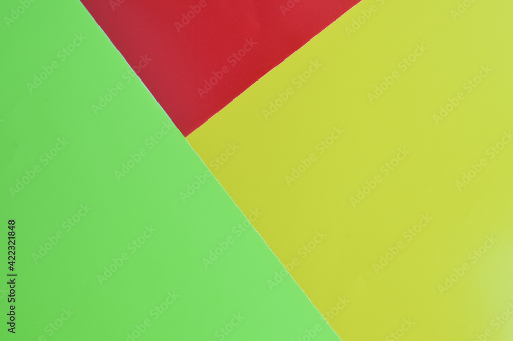 Top view of green, yellow and red background