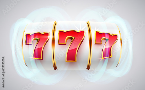 Golden slot machine wins the jackpot. 777 Big win concept. Casino jackpot.