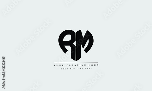 Letter Logo Design with Creative Modern Trendy Typography RM, MR, R, M