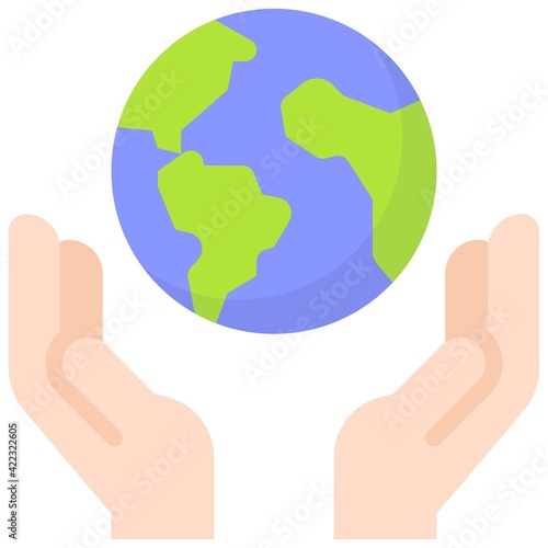 Earth with hands icon, Earth Day related vector