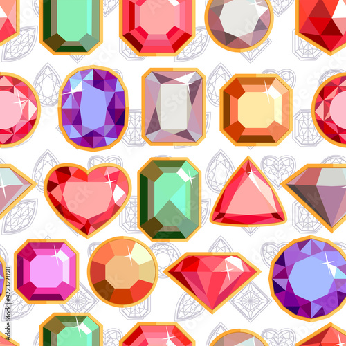 Seamless pattern with jewels. Endless texture for your design.