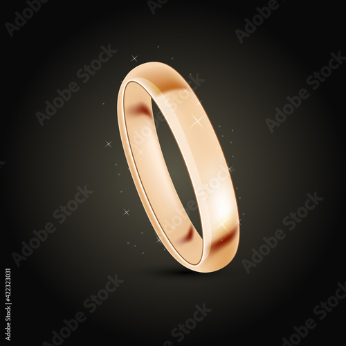 Golden ring on black background