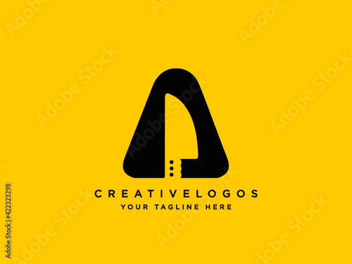 Creative Letter A Logo, Knife Logo Vector, Chef Logo, Kitchen Logo, Restaurant Logo, Meet Shop Logo photo