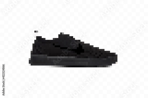 Beautiful black Pixelated sneakers. Vector illustration. Nike