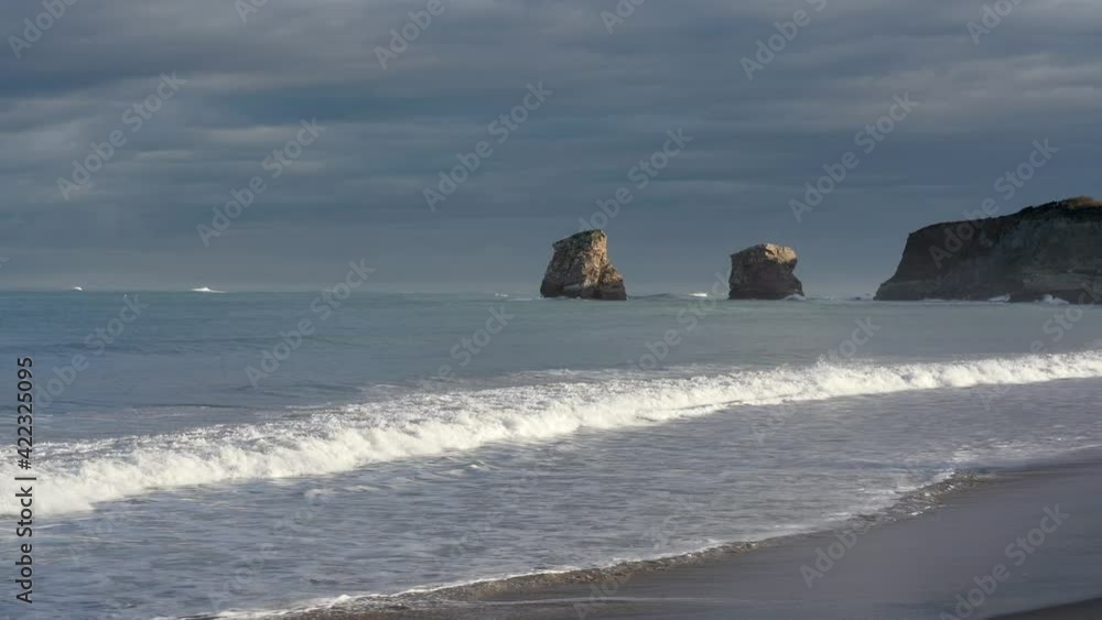 Sunrise view of Hendaye Beach, basque country Sunrise view of Hendaye Beach, basque country