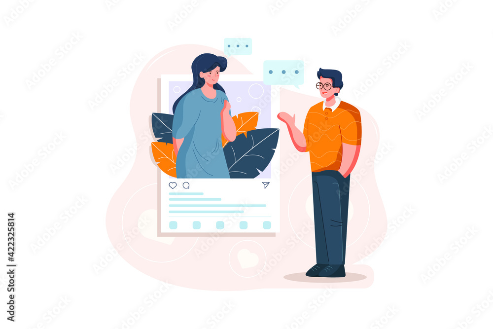 A couple get to know each other on social networks. A couple get to know each other on social networks.