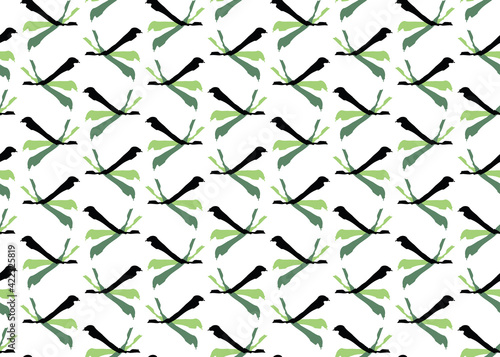 Vector texture background  seamless pattern. Hand drawn  green  black  white colors.