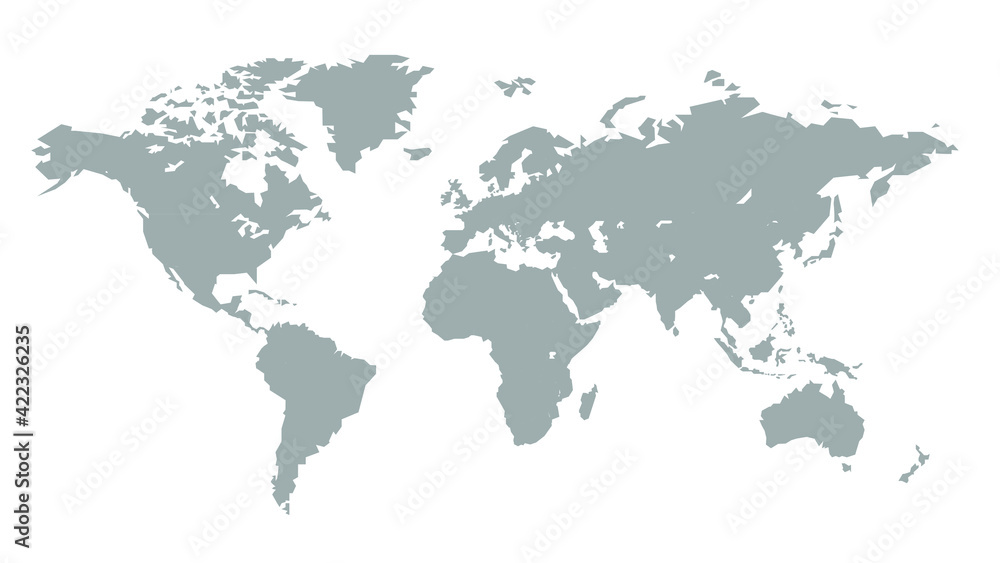 Obraz premium World map, gray, on a white background, each country on a separate layer. Flat illustration. Stock Vector Illustration